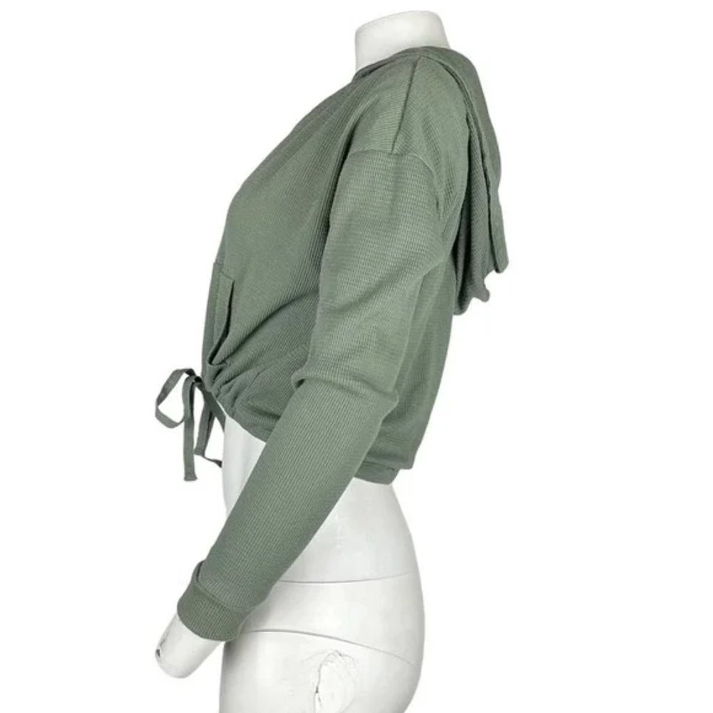Fashion Nova Olive Waffle Knit Hoodie Jogger Set Small - Picture 6 of 10